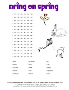 Bring on Spring Word search printable