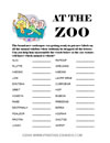 At the Zoo Word Scramble
