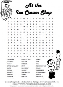Ice Cream Word Search