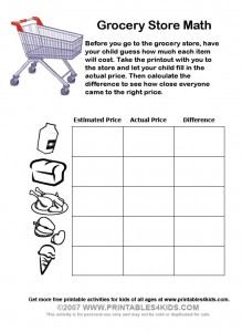 Grocery Store Math worksheets