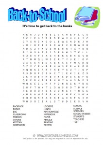 Click to Print the Back to School Word Search