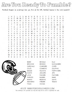 Printable Football Word Seek