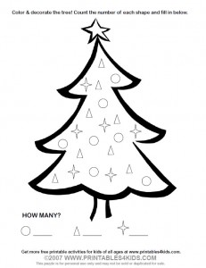 Christmas Tree Count and Color Activity