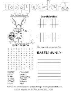 Easter 4-in-1 activity sheet