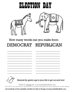 Election Day Coloring Page and Make a Word Printable