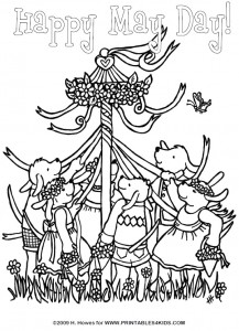 May Day Maypole Celebration Coloring Page
