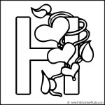 Alphabet Coloring Page Letter H Hearts