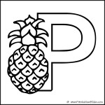 Alphabet Coloring Page Letter P Pineapple