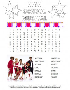 High School Musical Word Search Printable Free