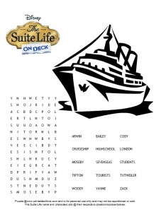 Suite Life on Deck Zack and Cody Word Search