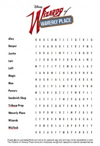 Free Wizards of Waverly Place Word Search