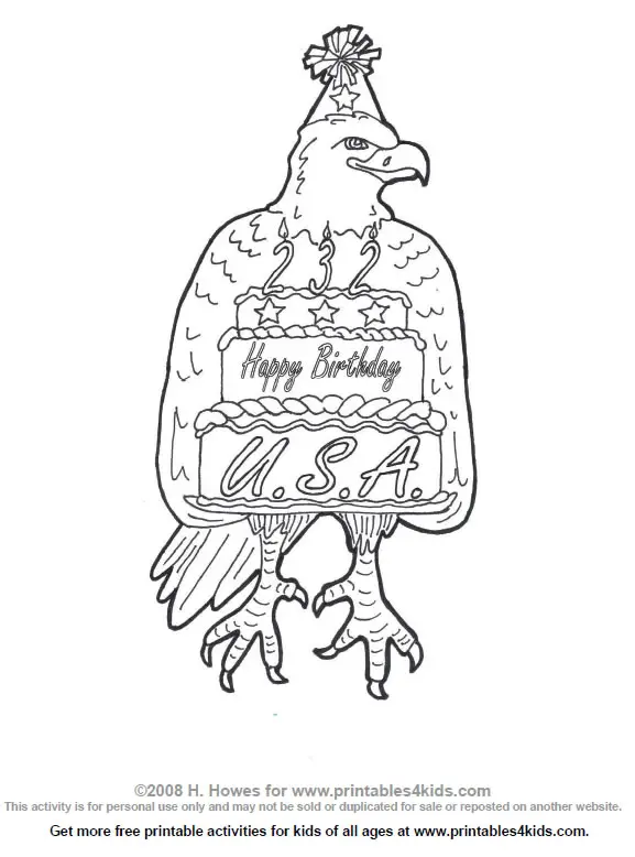 Happy Birthday Coloring Pages For Girls. Happy Birthday America