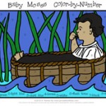 Vacation Bible School Baby Moses Color by Number