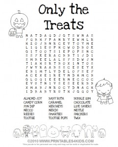 Halloween Candy Wordsearch