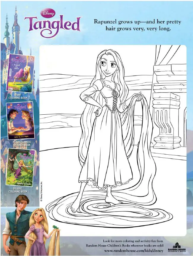 Rapunzel Tangled Disney coloring page : Printables for Kids � free word 