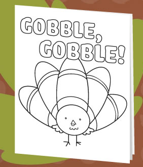 Gobble Gobble Turkey Printable Thanksgiving Card 