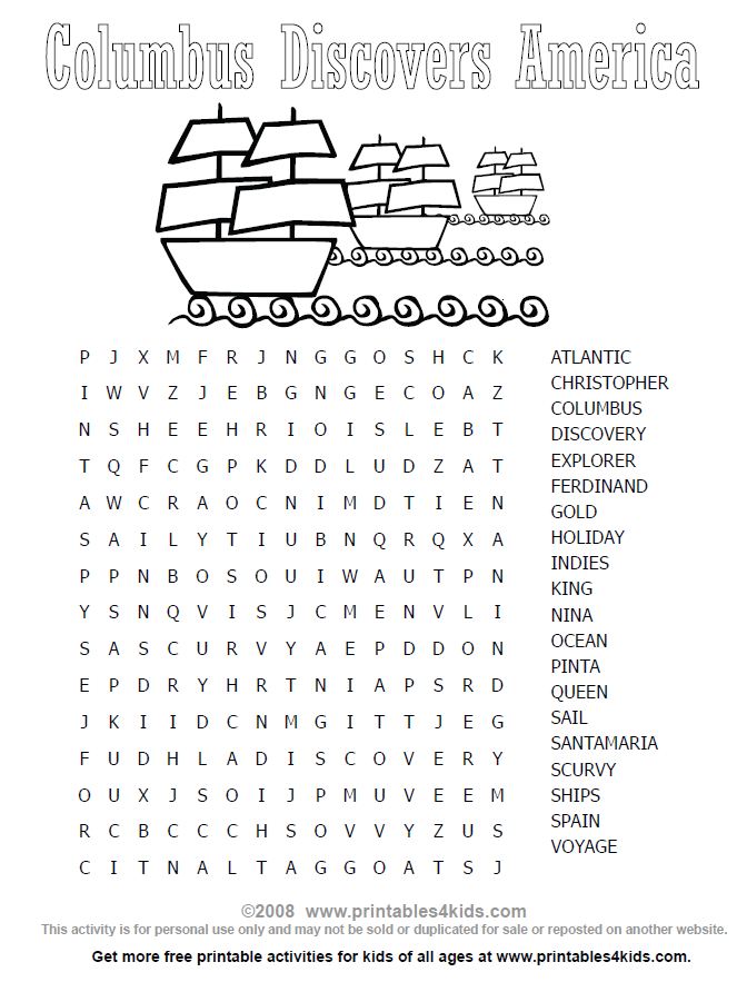 letter template grade 3 â€“ free Columbus : for Printables Day Wordsearch word Kids