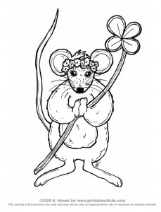 Springtime mouse coloring page