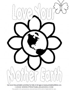 Love Your Mother Earth Day Coloring Page