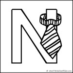 Alphabet Coloring Page Letter N Necktie