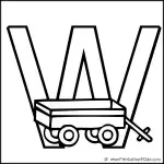 Alphabet Coloring Page Letter W Wagon