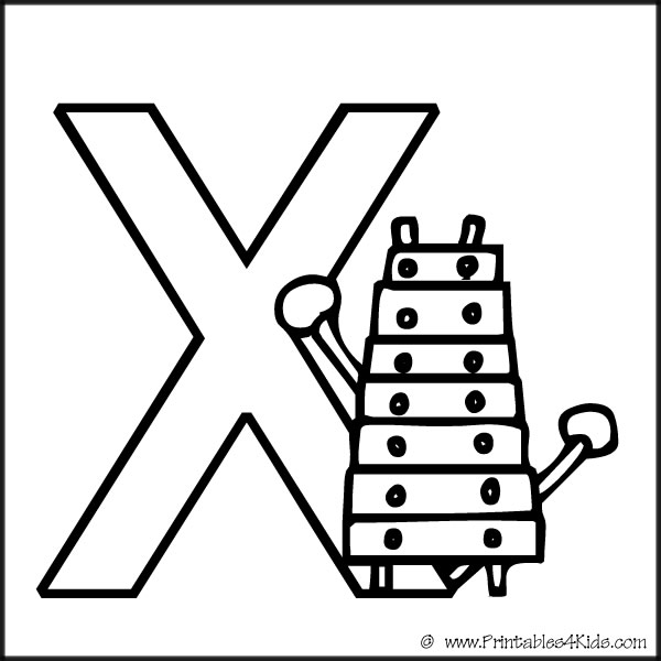 alphabet coloring page letter x xylophone printables for