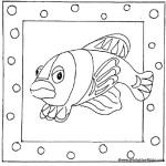 Printable cartoon fish coloring page