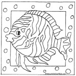 Printable cartoon striped fish coloring page