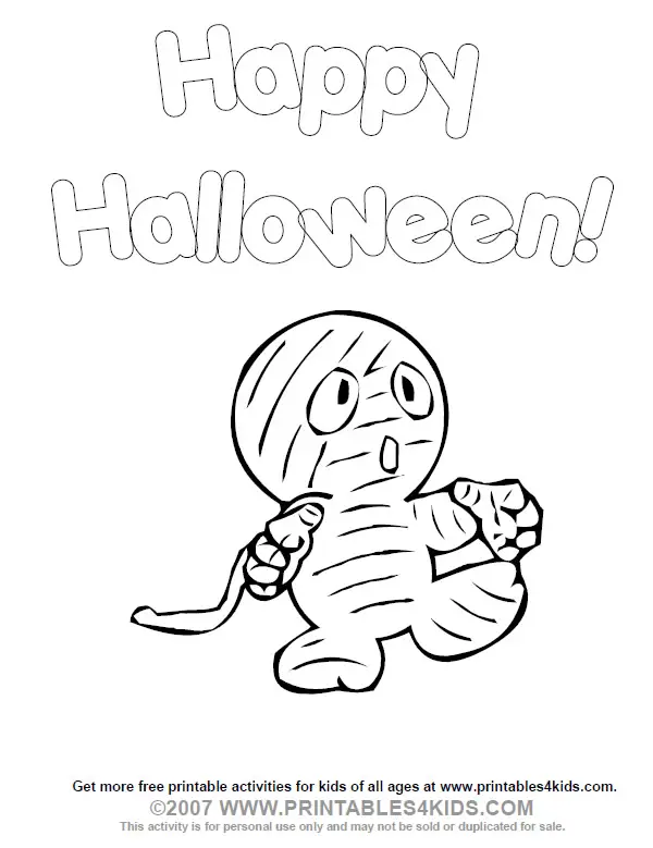halloween mummy coloring page