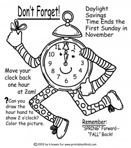 Fall Time Change Reminder Coloring Page