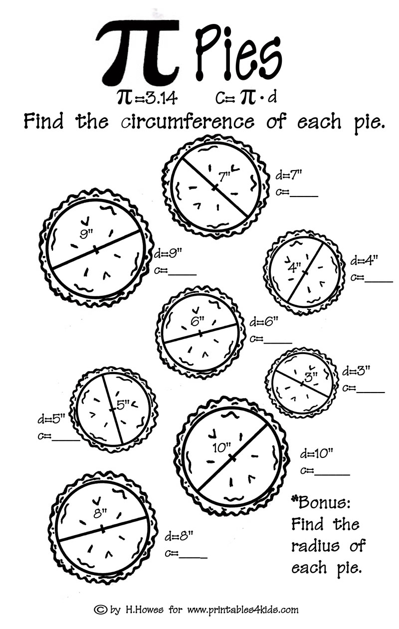 Fun With Math Pi Pies Worksheet Printables For Kids Free Word