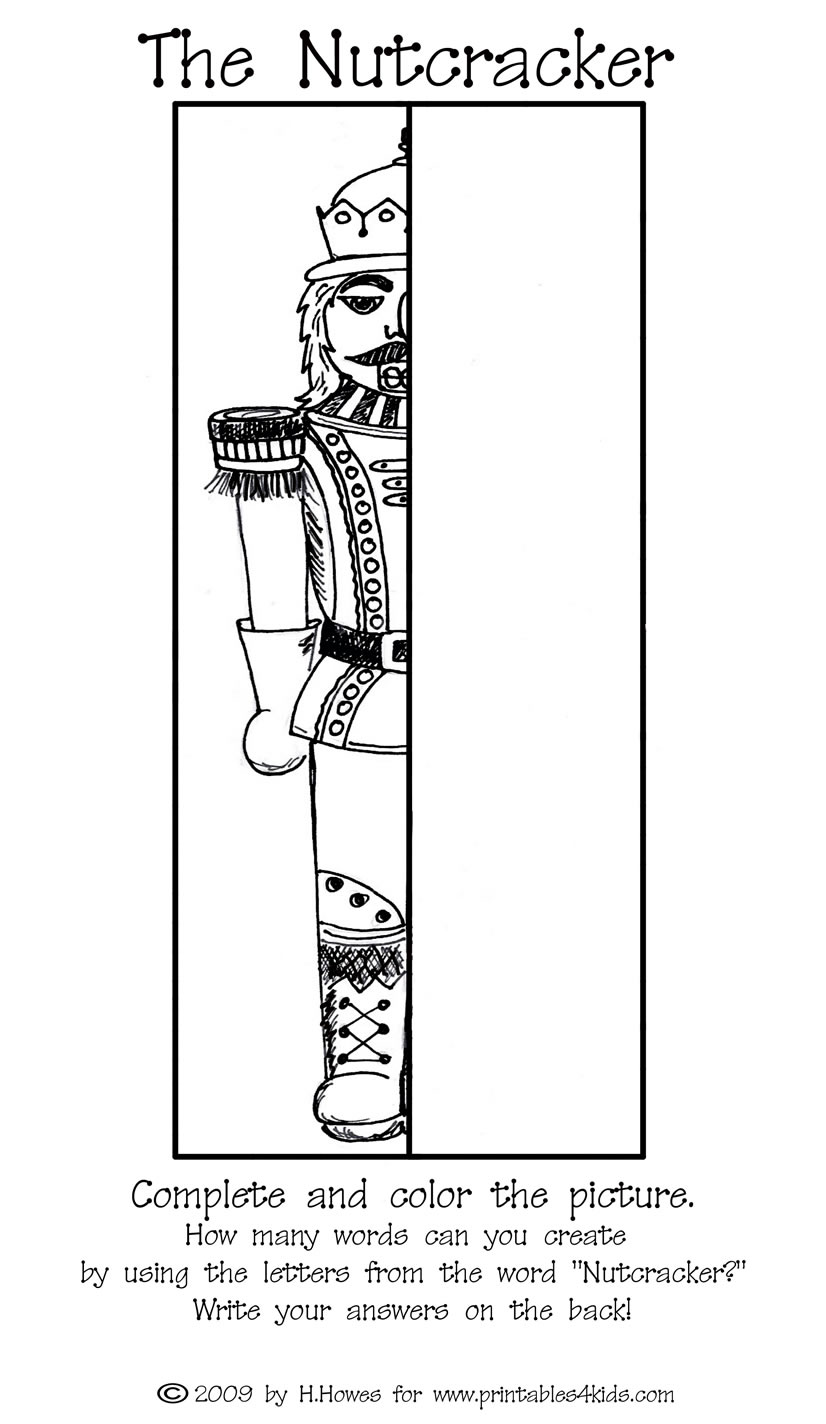 Complete The Picture Nutcracker Printables For Kids Free Word Search Puzzles Coloring Pages