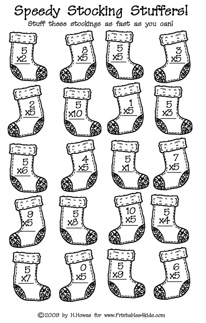 christmas math speed drill multiplication fives printables for kids free word search puzzles coloring pages and other activities