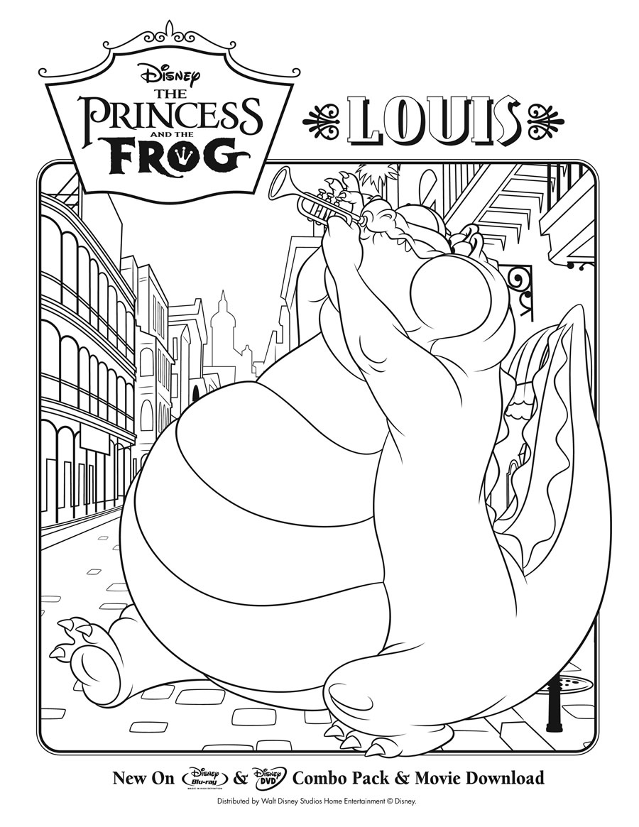 Gambar Princess Frog Movie Louis Alligator Coloring Page Printables 