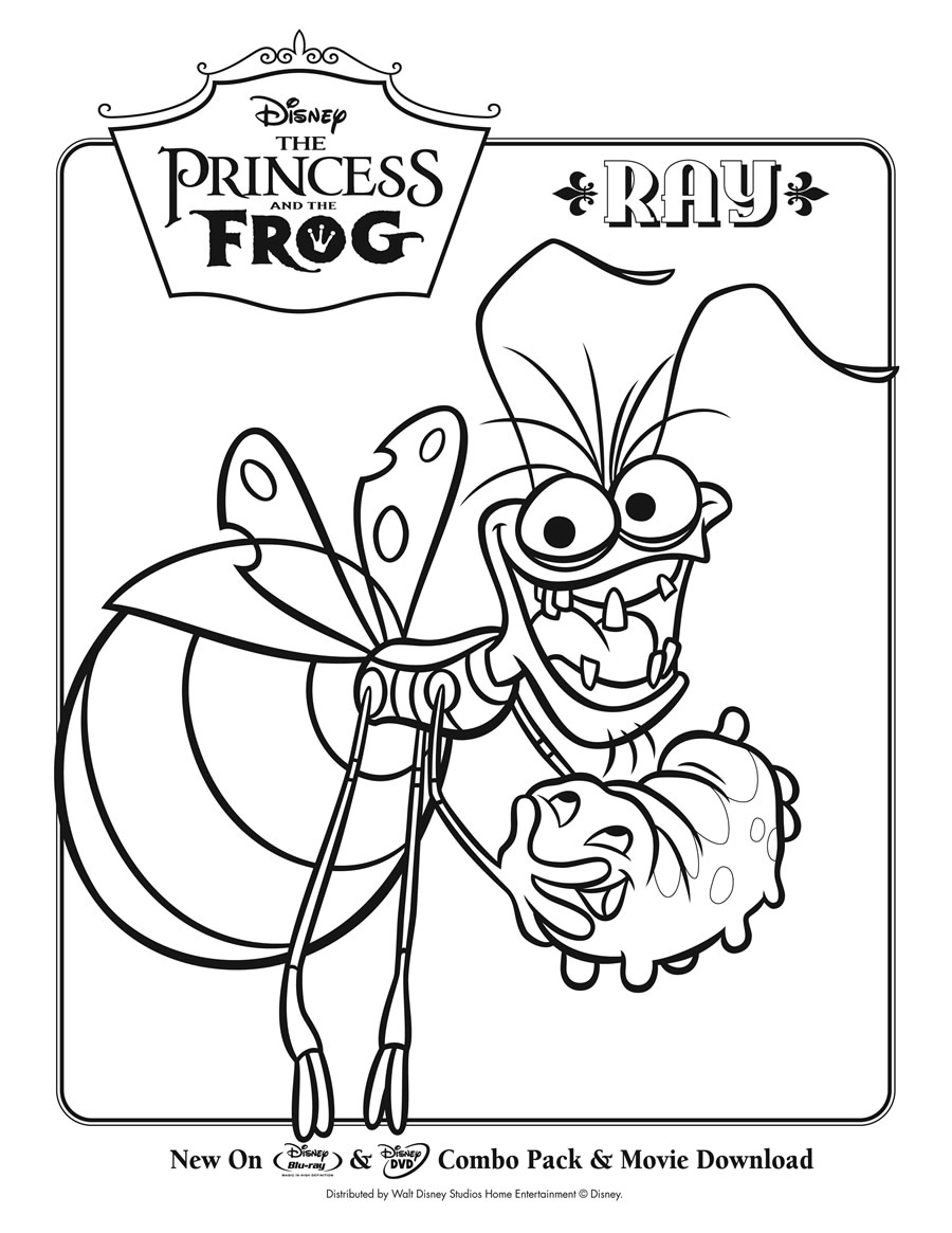 Princess and the Frog Ray Coloring Page Printables for Kids – free word search puzzles coloring pages and other activities