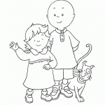 Caillou Rosie and Cat Coloring Page