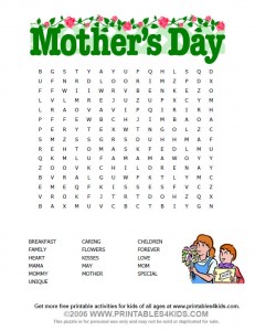 Printable Mothers Day Wordsearch