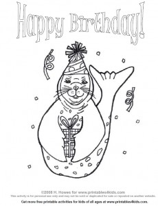 Happy Birthday Seal Coloring Page