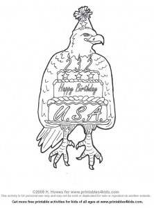 Happy Birthday USA July 4th Coloring Page