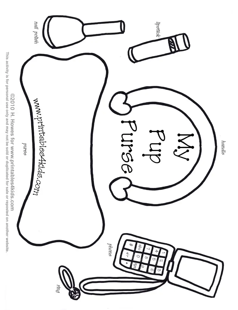 Print and play purse for little girls Printables for Kids – free word search puzzles coloring pages and other activities