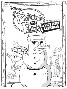 Phineas Ferb Very Perry Christmas Coloring Page