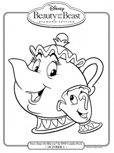 Beauty and the Beast Mrs Potts and Chip Coloring Page