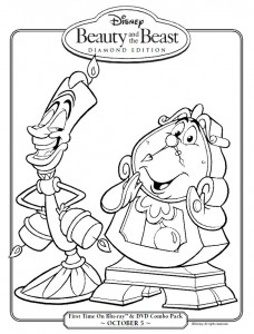 Beauty and the Beast Lumiere and Cogsworth Coloring Sheet