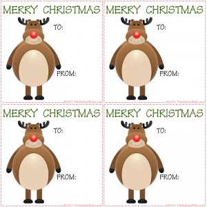 Printable Christmas Reindeer Gift Tags