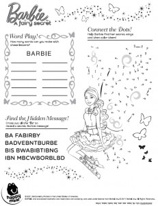 Printable Barbie A Fairy Secret Activity Sheet Happy Meal