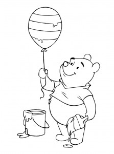 Printable Winnie the Pooh Easter Balloon Coloring Page