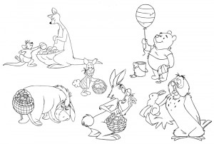 Printable Winnie the Pooh and Friends Easter Coloring Collection
