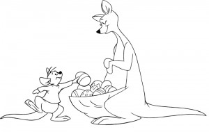 Winnie the Pooh Kanga and Roo Easter Coloring Page