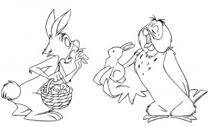 Winnie the Pooh Rabbit and Owl Easter Coloring Page