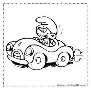 Smurfs Car Coloring Page